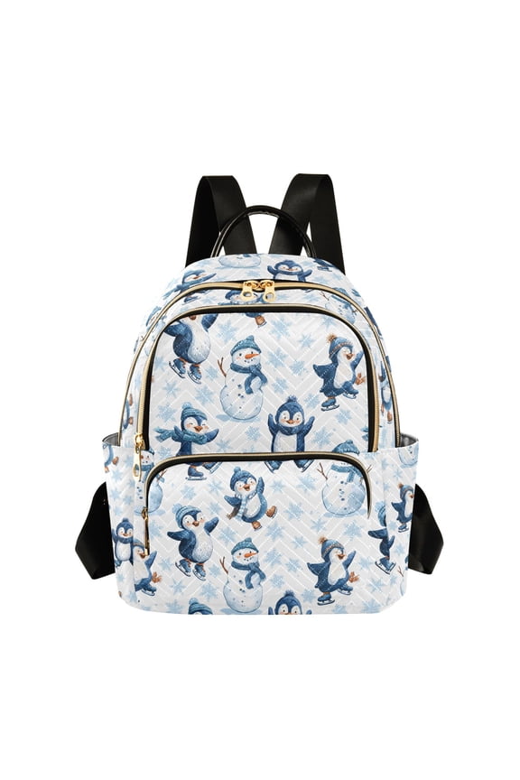 Fashion backpack Snowman Penguin Snowflakes Pattern quilted backpack women travel backpack suitable for travel sports