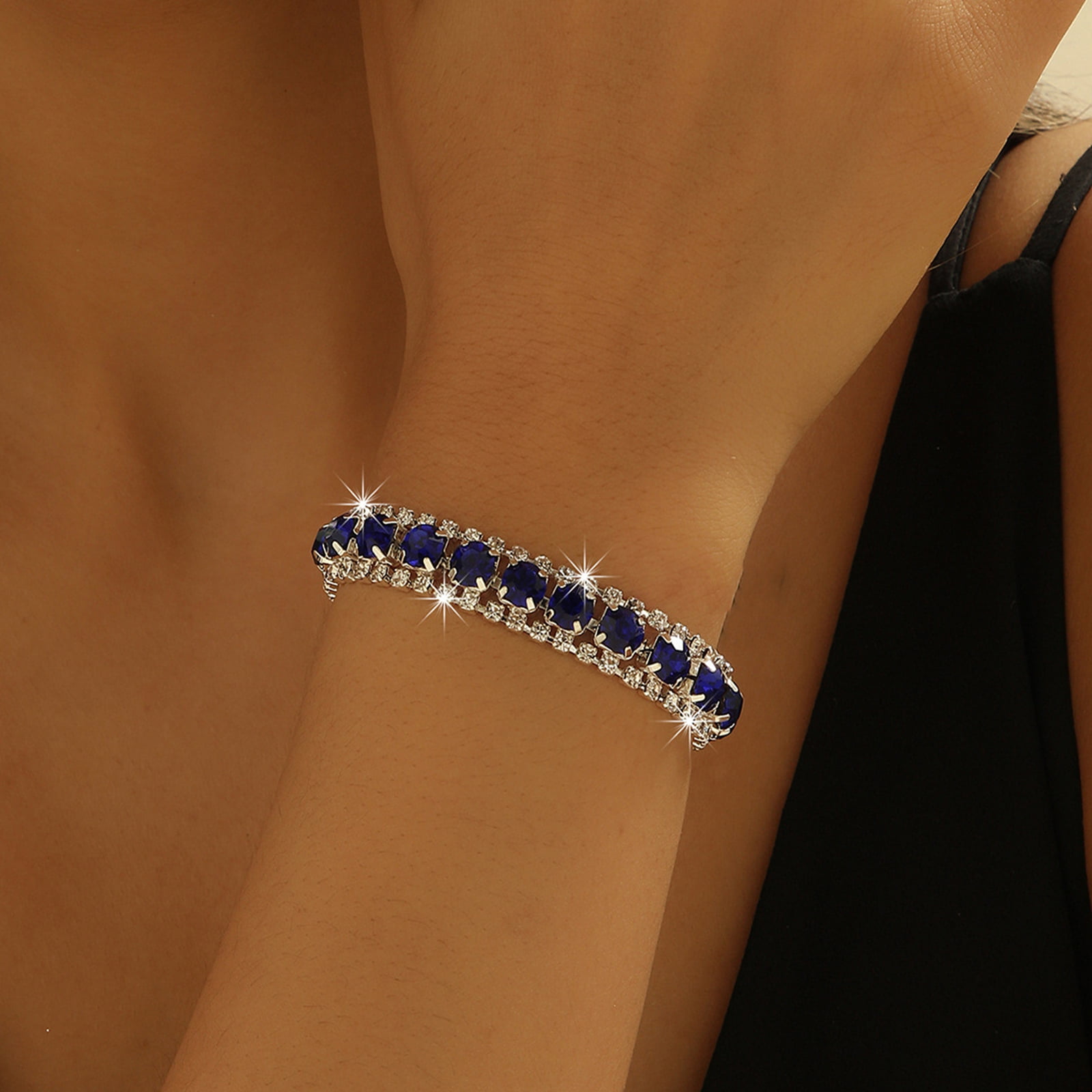 Fashion bracelet, Elemental Crystal Square crystal, blue gold plated bracelet, fashion item