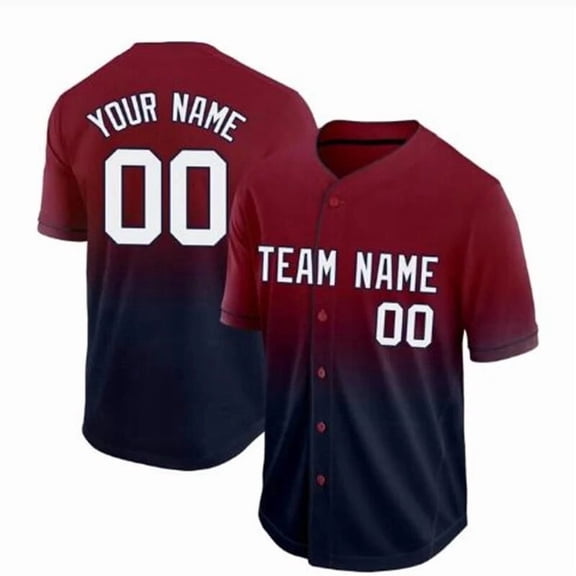 Fashion casual baseball jersey Personalized 3D printed team namenumber Gradient button bom