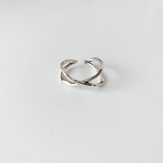 Womens 925 Sterling Silver Ring Korean Floral Design Cross Wound X-Type Multi-Layer Ring Festival Gift for Her Elegant Jewelry