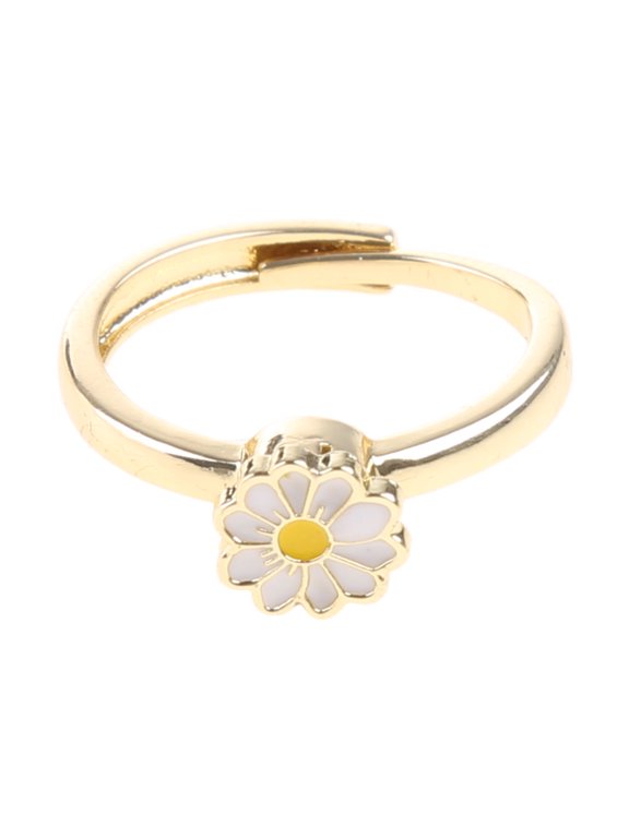 Fashion for Creative Rose Gold For Women Daisy Flower Rotatable Rings Adjustable Wedding Party Jewelry Gift