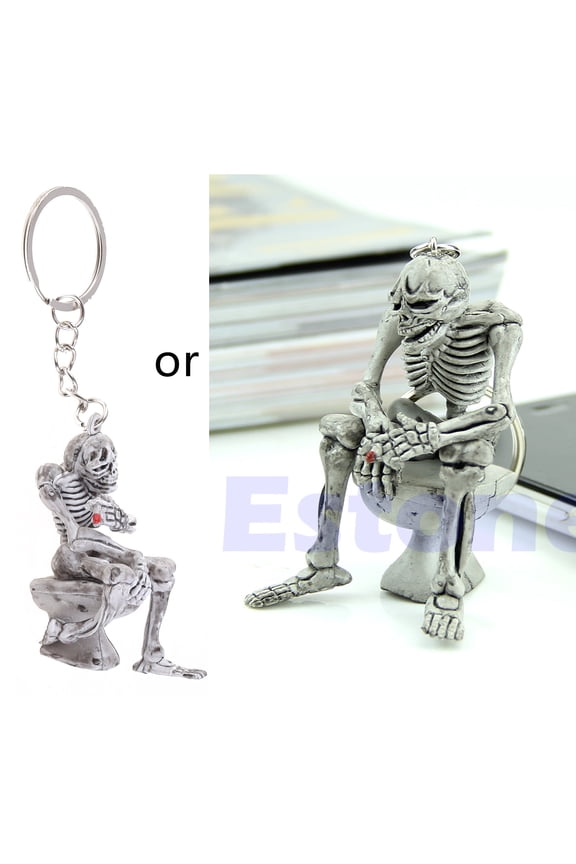 Fashion for Creative Toilet Purse Bag Rubber Skulls KeyChain Keyring Gift for Ke