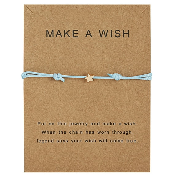 Fashion for Wish Card Star Charm Bracelet Handmade Braided Wax Rope Bracelet Adjustable Good Luck Bracelet Gift for Girl