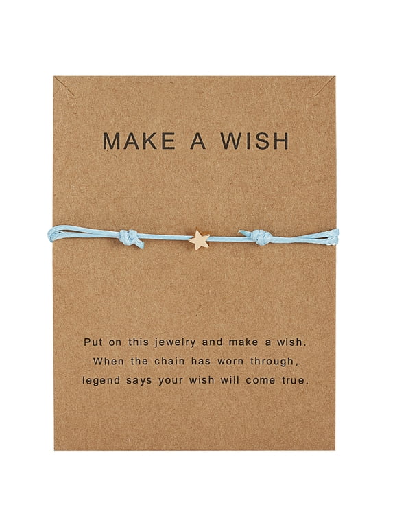 Fashion for Wish Card Star Charm Bracelet Handmade Braided Wax Rope Bracelet Adjustable Good Luck Bracelet Gift for Girl