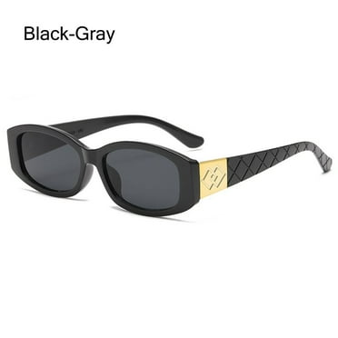 Fashion for Women & Men Unique Trendy UV400 Protection Oval Small Frame Sunglasses Summer Eyewear Rectangle Shades Ladies Sun Glasses BLACK-GRAY