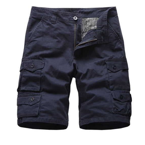 Fashion for way less HOOMEUMY Men's Summer Cargo Shorts Multi-Pocket Straight Fit Bermuda Short Pants Dark Blue 4