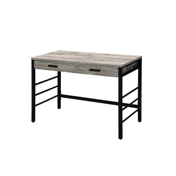 Fashion-forward Home Office Desk - Weathered Oak & Black, Elegant Writing In And Black Style