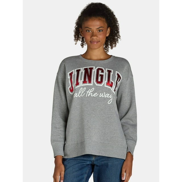Women's and Women's Plus Christmas Jingle Graphic Sweatshirt Pullover from Holiday Time, Sizes S-XXXL