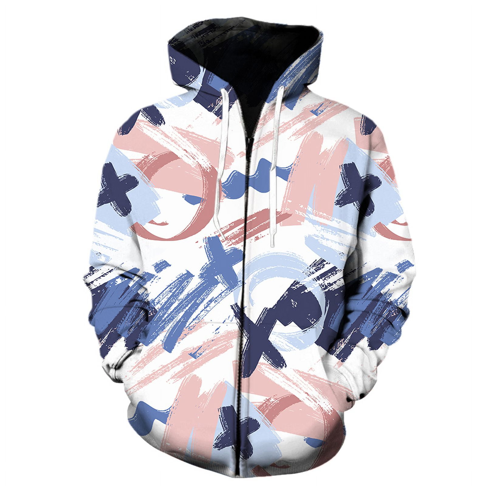 Arnodefrance Men's Vintage Graphic Zip Hoodie - Washed Cotton, Oversized Fit, Graffiti Print