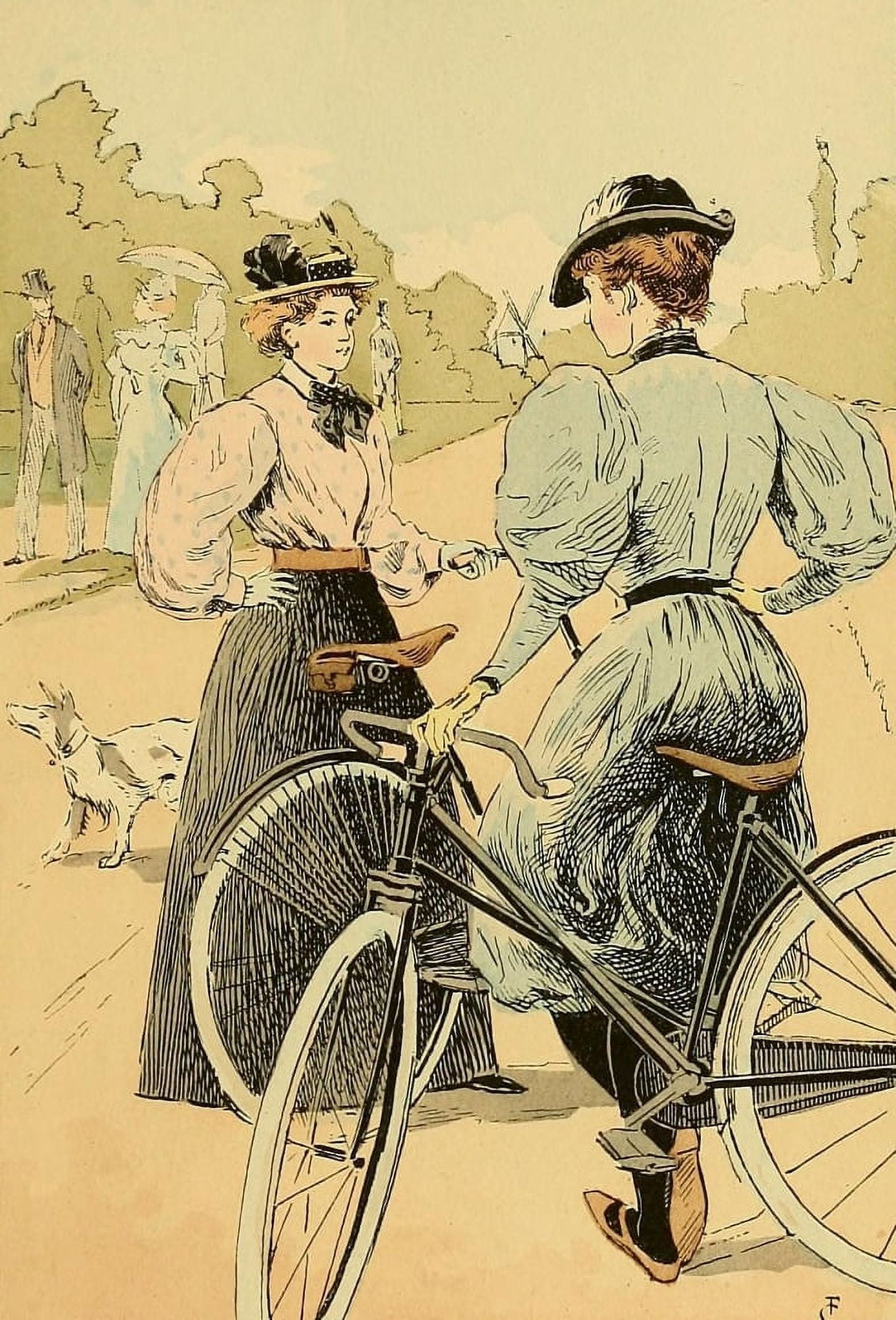Fashion in Paris 1896 Bicycling Canvas Art - FranÔøΩois Courbin (24 x 36)