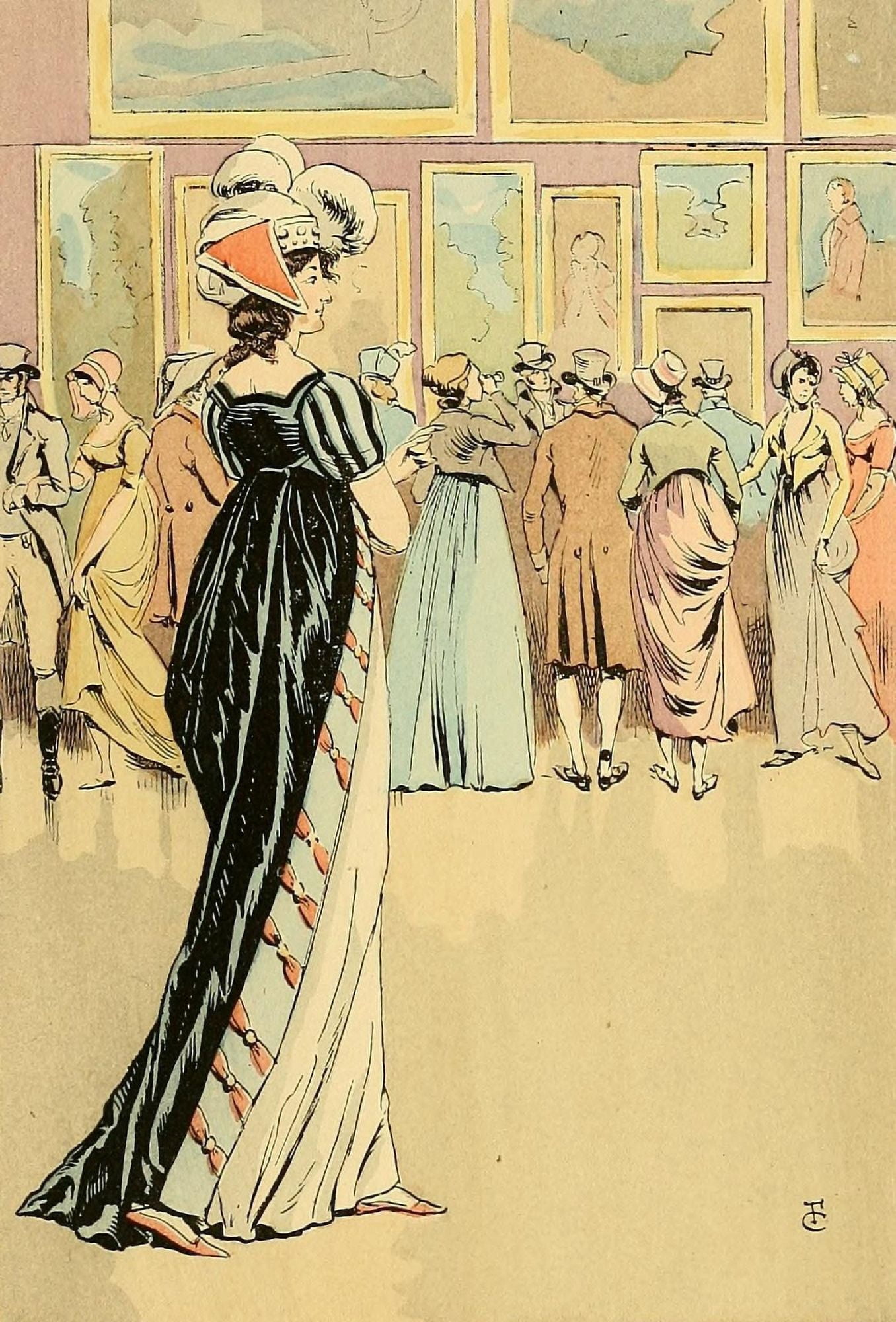 Fashion in Paris 1896 Picture Exhibitiion at the Salon 1800 Canvas Art - FranÔø?ois Courbin (24 x 36)