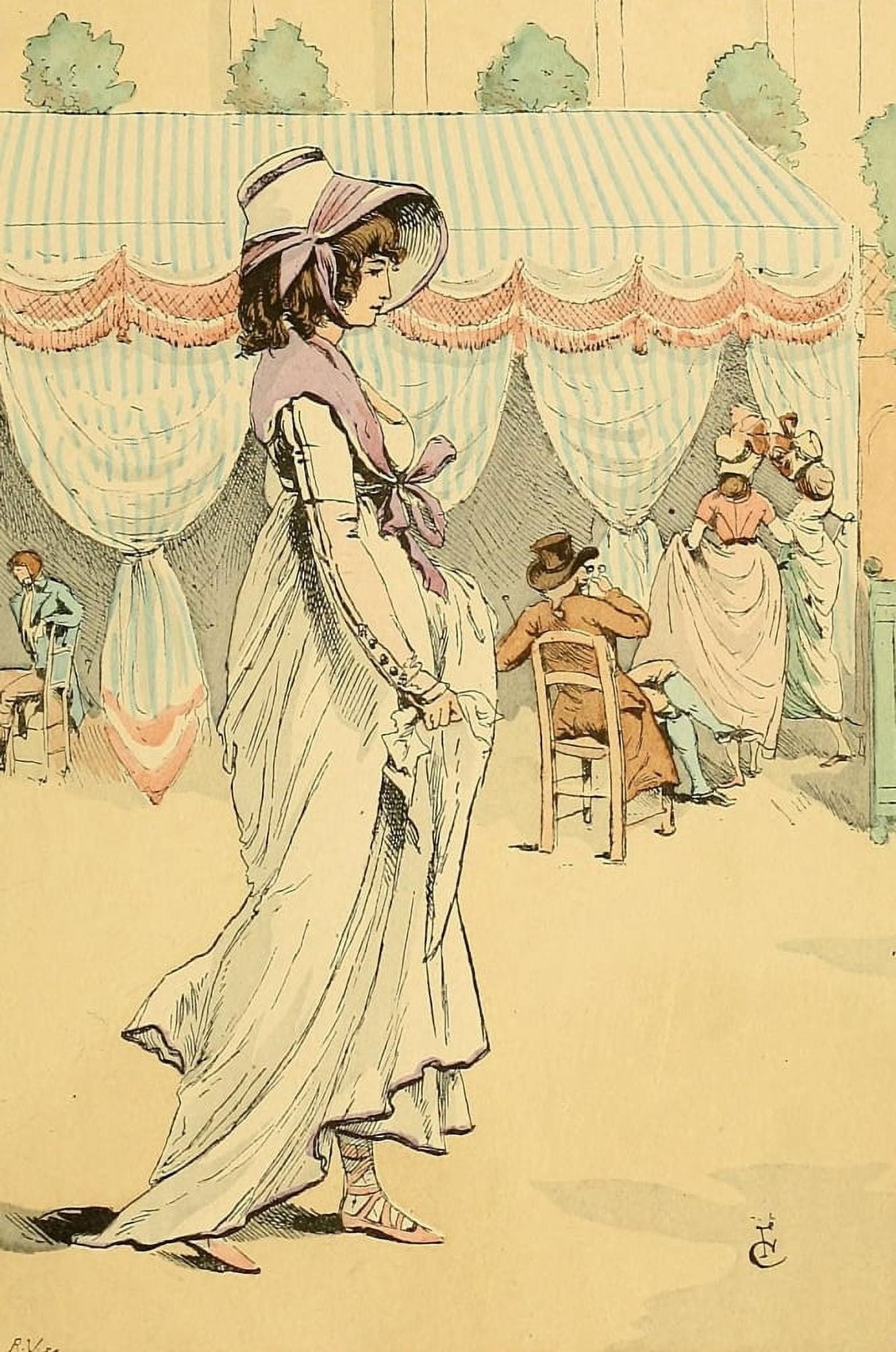 Fashion in Paris 1898 Appointment at the cafe de Tuileries 1798 Canvas Art - Fran???ois Courbin (18 x 24)