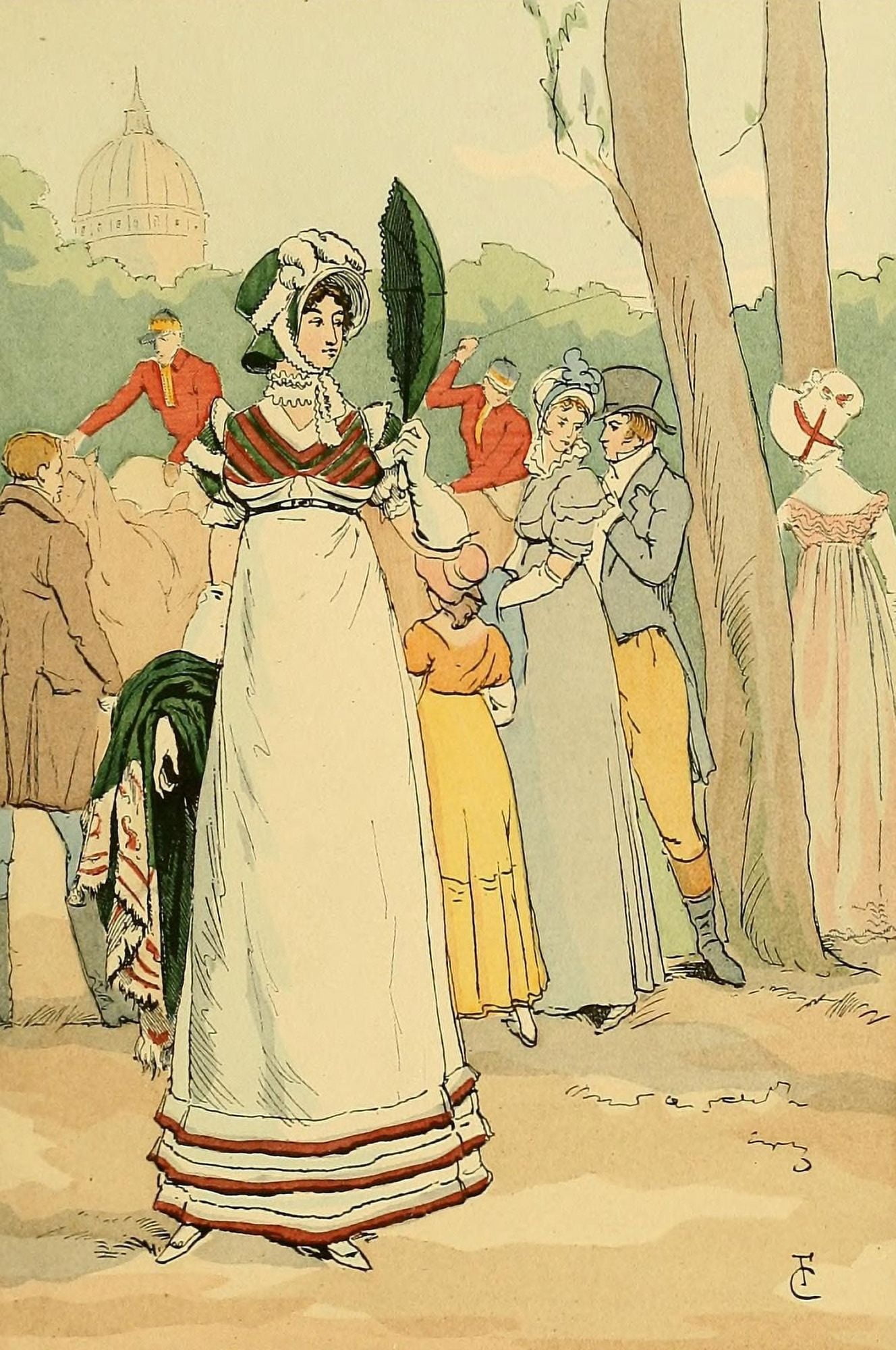 Fashion in Paris 1898 At the races on the Champ de Mars Canvas Art - Fran???ois Courbin (18 x 24)
