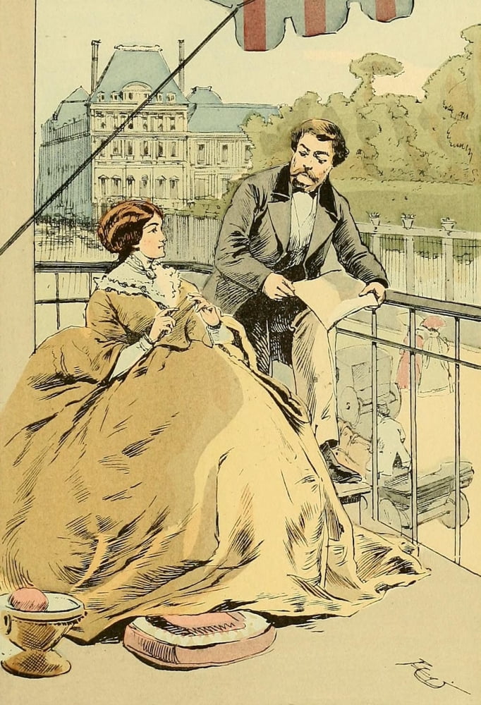 Fashion in Paris 1898 Balcony in Rue de Rivoli 1864 Canvas Art - FranÔøΩois Courbin (24 x 36)