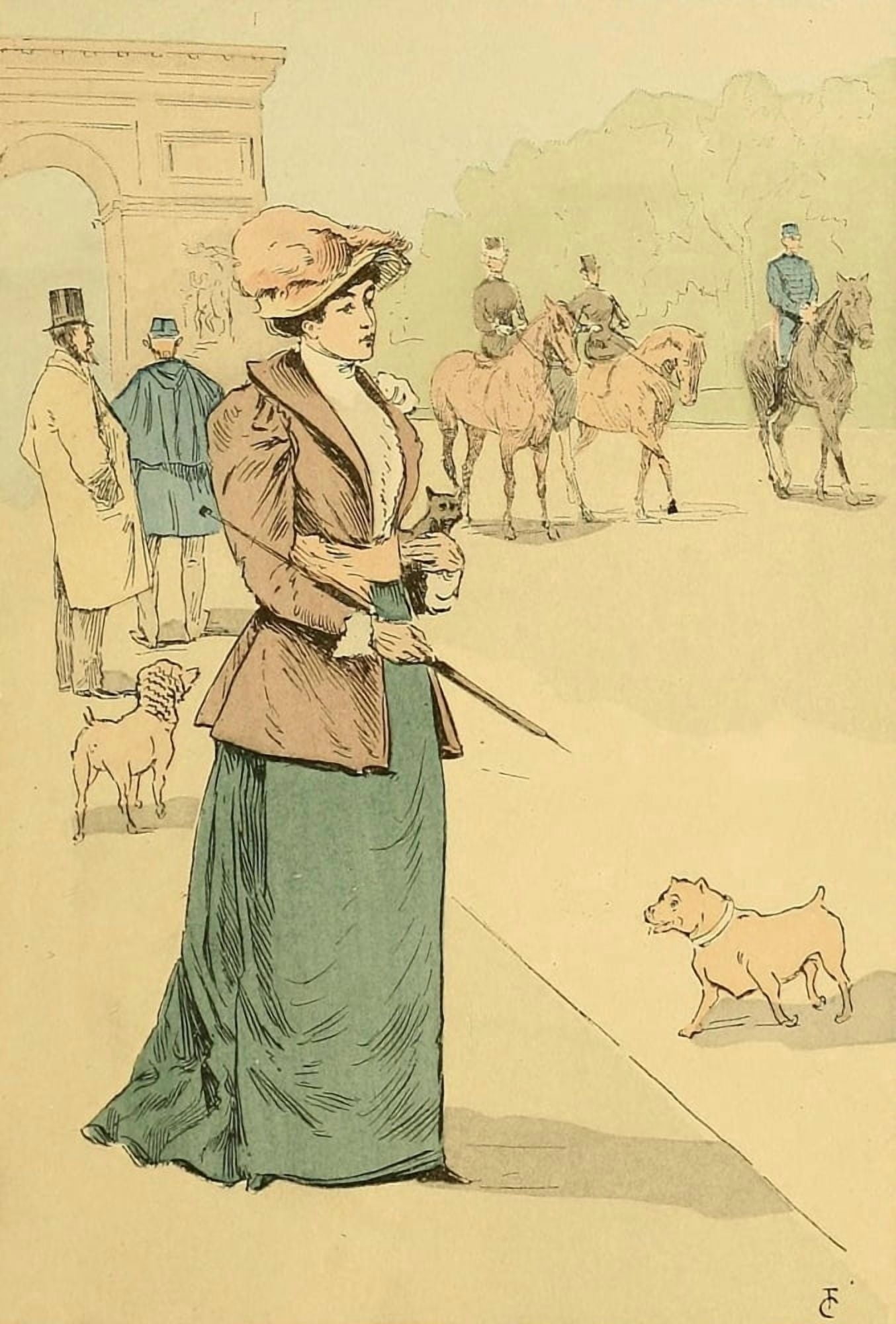 Fashion in Paris 1898 Near the Arc de Triomphe 1890 Canvas Art - FranÔø?ois Courbin (24 x 36)