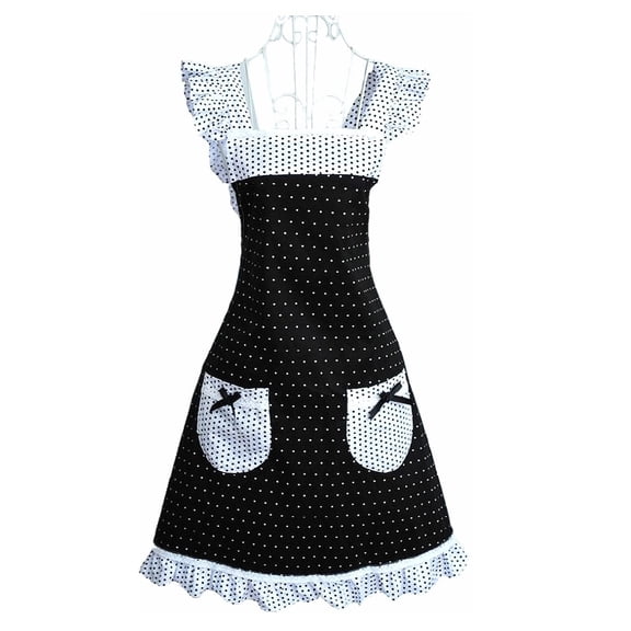 Fashion lace floral apron Frill Lace Polka Dot Kitchen Cooking Aprons for Women with Pockets Cross Back kitchen apron home anti-fouling and oil-proof apron