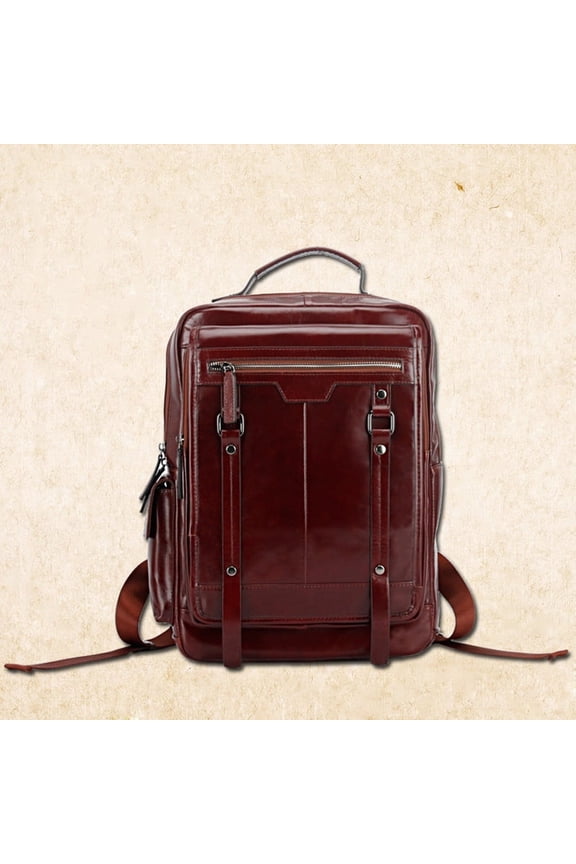 Fashion large-capacity portable leather backpack,Brown