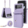 thumbnail image 1 of Fashion leather wallet phone case suitable for Oppo findn2 flip, lanyard and card holder, 1 of 10