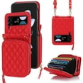 thumbnail image 1 of Fashion leather zipper wallet phone case suitable for Samsung Z flip4, lanyard and card holder, 1 of 12