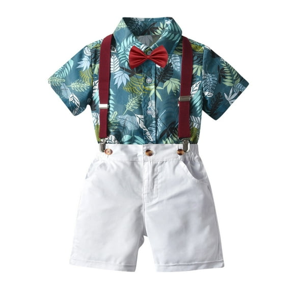 Fashion Toddler Outfits for Baby Boy Clothes Outfits Cotton Leaves Printed Shirts Casual 2PC Set