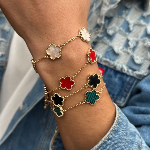 Fashion personality five-leaf flower bracelet men's trend hip-hop Bracelet Men hand jewelry