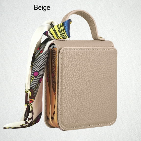 Fashion portable leather phone case for Samsung Galaxy Z flip6 flip5 flip4 mini bag protection cover with silk scarf