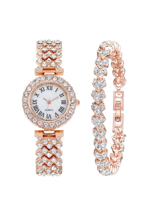 Fashion quartz watch steel strap women's watch bracelet set
