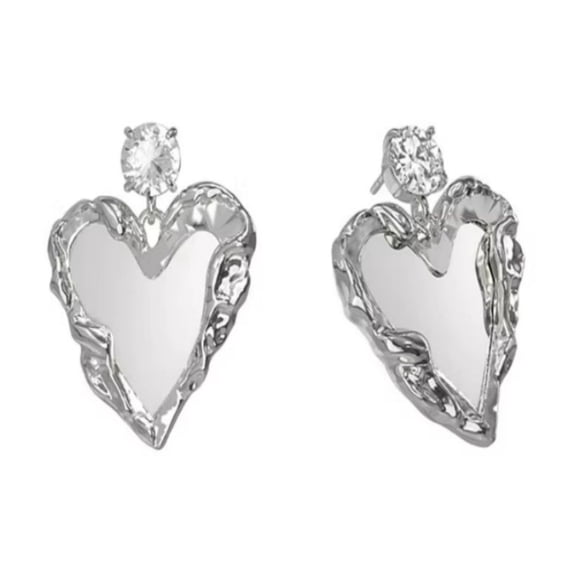 Fashion round zirconium mirror love stud earrings Simple stud earrings temperament earrings earrings