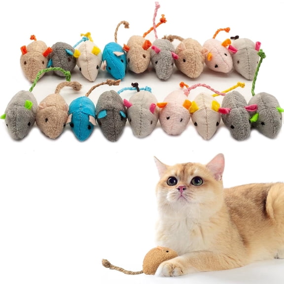 Fashion's Talk Cat Mice Toy, 18 Pack Plush Catnip-Filled Mice Toys for Indoor Cats, Realistic Design