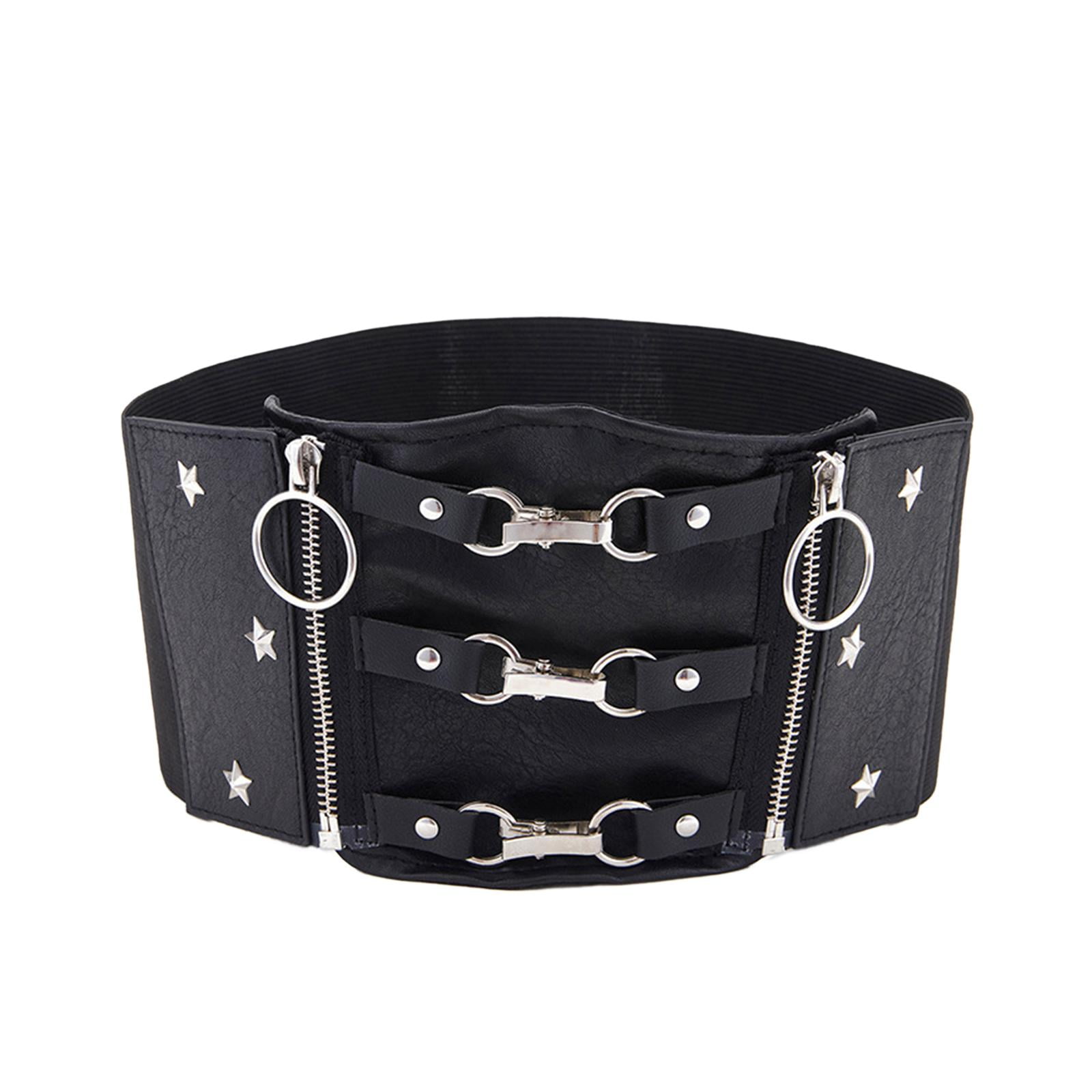 Fashion stretch Wide Waist Belt with Zipper and Buckle, Retro Corset