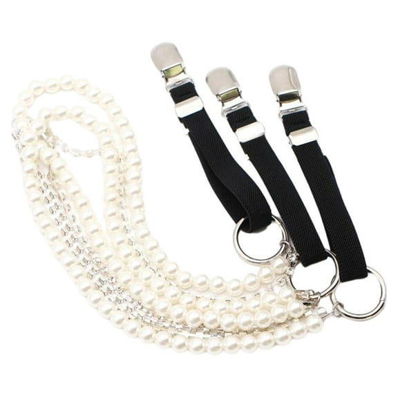 Fashion suspenders women belts Suspenders Adjustable Y Back 3 metal Strap Suspenders Pearl Strap