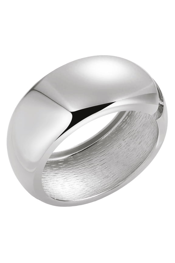 Silver Bracelets for Women Stackable Chunky Wide Thick Bangle, Spring Hinge Non Tarnish Statement Cuff