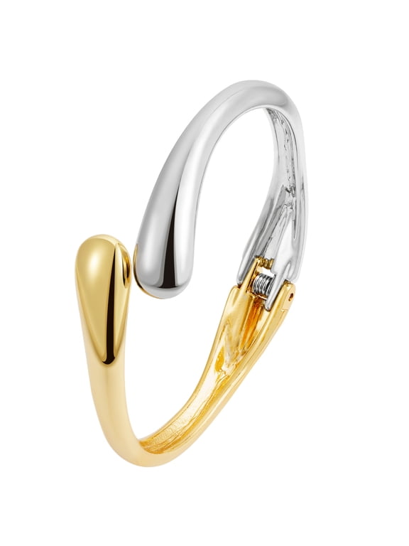 Teardrop Gold and Silver Bangles for Women Chunky Bracelet Stackable Thick Wrist Cuff Luxury Statement Gift