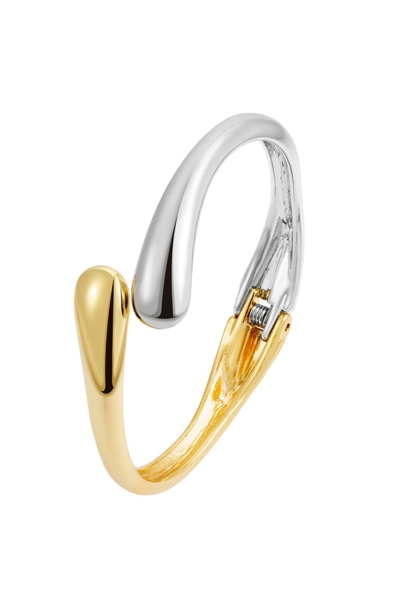 Teardrop Gold and Silver Bangles for Women Chunky Bracelet Stackable Thick Wrist Cuff Luxury Statement Gift