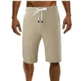 thumbnail image 1 of Fashion for way less HOOMEUMY Men's Summer Shorts Cotton Linen Drawstring Elastic Waist Beach Shorts with Pockets Solid Color Loose Fit Shorts Khaki 8, 1 of 8