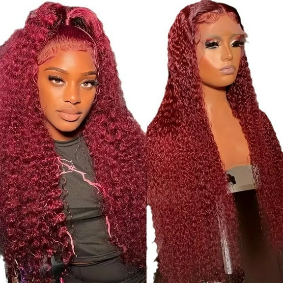 Fashion wine red wig small curly hand-curled long curly hair synthetic fiber headpiece wig