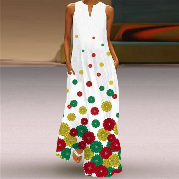 Fashion women New Dress 3D Printed Flowers Sleeveless Casual Dress Sundress Ladies Elegant Party Young Flowers Long Dresses