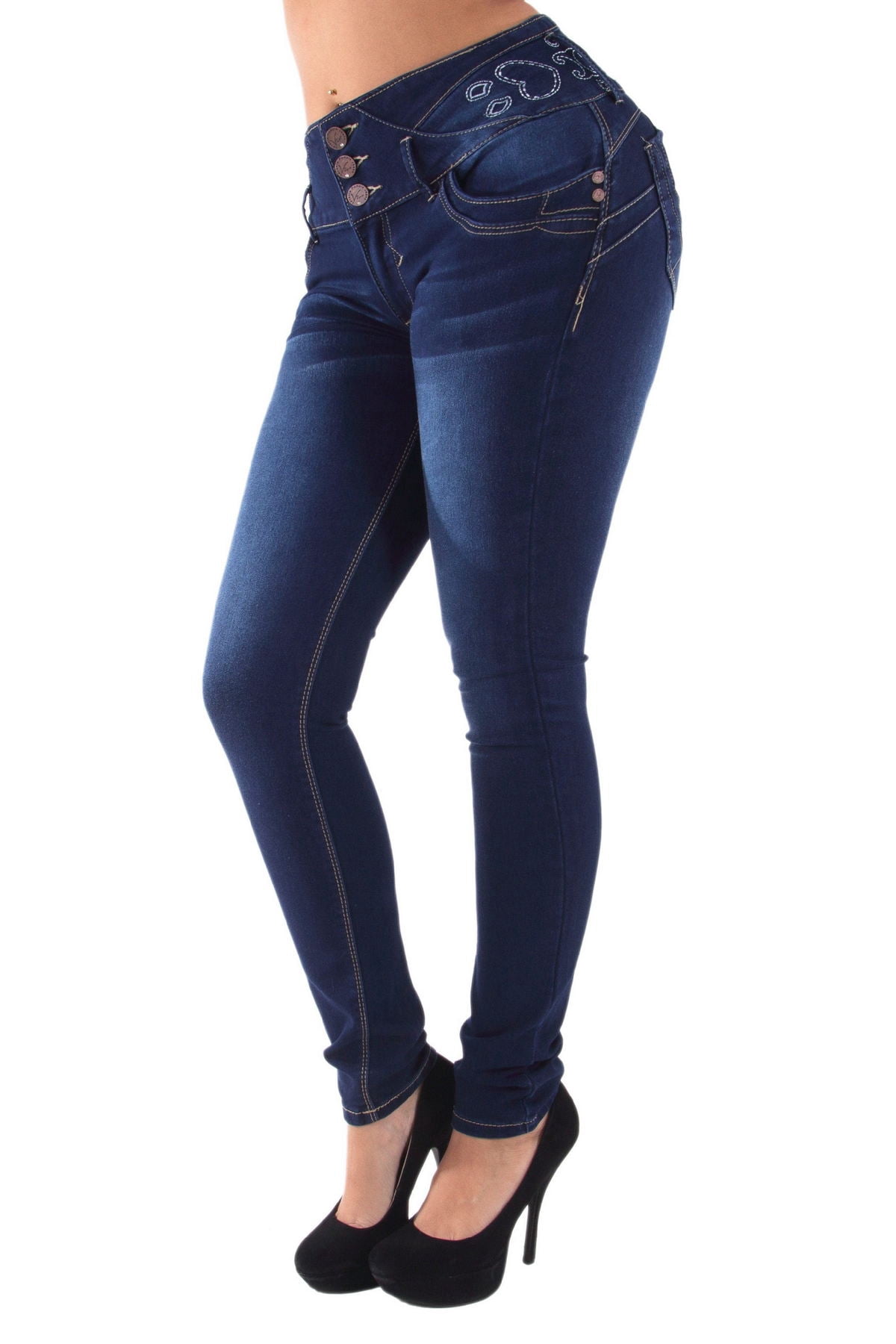 Plus & Junior Size Butt Lift Skinny Jeans - Mid Waist, Denim, Colombian Design, Tummy Control