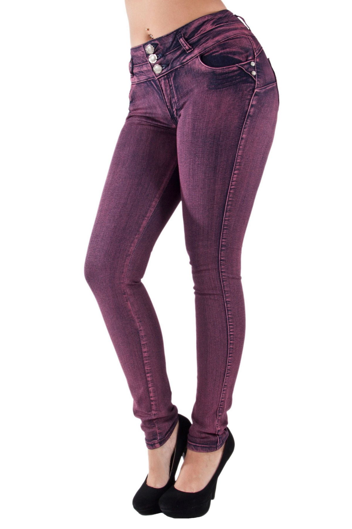 Fashion2Love Plus/Junior Size Butt Lift Levanta Cola Skinny Pink Denim Women Jeans - image 1 of 9