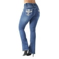 thumbnail image 1 of Fashion2Love Women's Juniors Butt Lift Mid Waist Ripped Distressed Boot Leg Jeans, 1 of 10