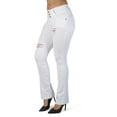 thumbnail image 1 of Fashion2Love Women's Juniors Butt Lift Mid Waist Ripped Distressed Boot Leg Jeans, 1 of 9
