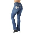 thumbnail image 1 of Fashion2Love Women's Juniors Butt Lift Push Up Mid Waist Ripped Distressed Boot Leg Jeans, 1 of 10