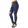 thumbnail image 1 of Fashion2Love Women's Juniors Butt Lift Push Up Mid Waist Ripped Distressed Skinny Jeans, 1 of 10