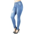 thumbnail image 1 of Fashion2Love Women's Juniors Butt Lift Push Up Mid Waist Ripped Distressed Skinny Jeans, 1 of 9