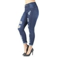 thumbnail image 1 of Fashion2Love Women's Juniors Butt Lift Push Up Mid Waist Ripped Distressed Skinny Jeans, 1 of 9