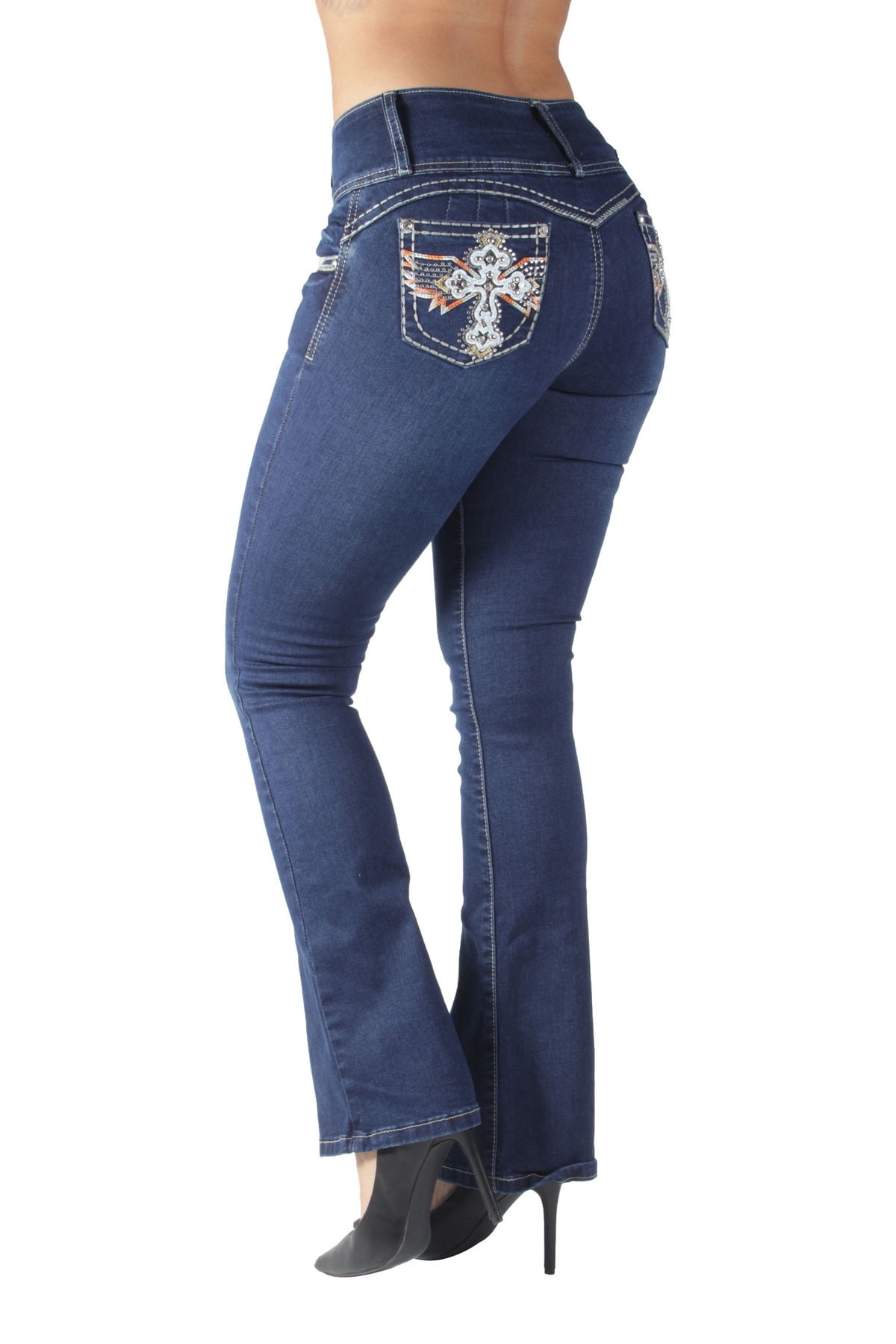 Colombian Design Butt Lift Push Up Mid Waist Boot Leg Jeans (DJ3086-BT)