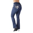 thumbnail image 1 of Fashion2Love Women's Juniors Colombian Design Butt Lift Push Up Mid Waist Boot Leg Jeans, 1 of 10