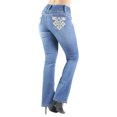 thumbnail image 1 of Fashion2Love Women's Juniors Colombian Design Butt Lift Push Up Mid Waist Boot Leg Jeans, 1 of 9