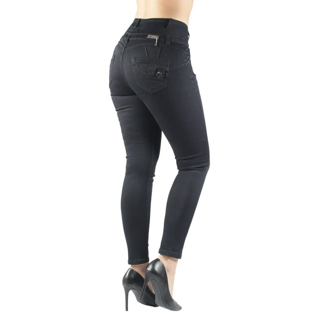 Butt Lift Push Up Mid Waist Ripped Cropped Skinny Jeans (90205)