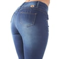 thumbnail image 1 of Fashion2Love Women's Juniors Colombian Design Butt Lift Push Up Mid Waist Skinny Jeans, 1 of 9